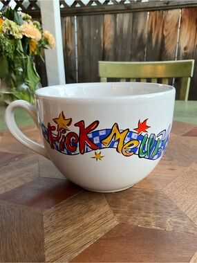Vintage FTD "Pick Me Up" Oversized Ceramic Mug Soup Bowl Colorful 80s 90s Ret